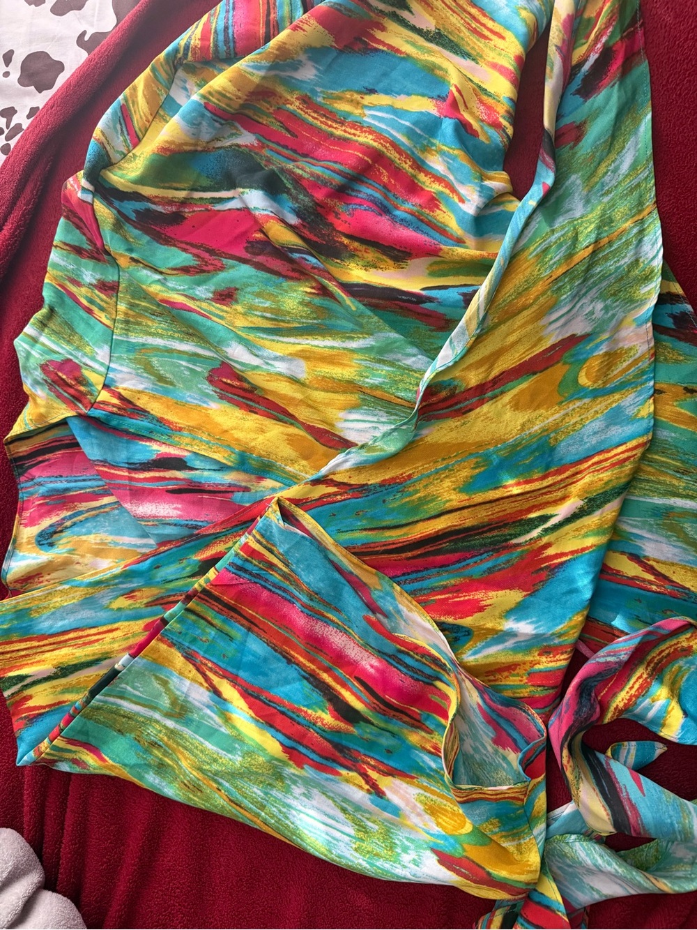 Women’s Multicolor Abstract Print Tie-Waist Shirt